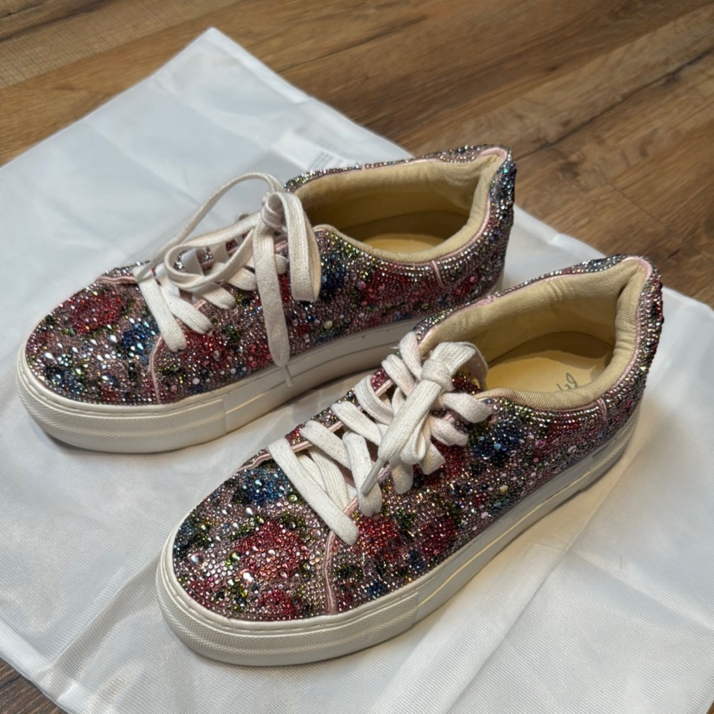 Betsey Johnson Red and Pink Glitter Sneakers